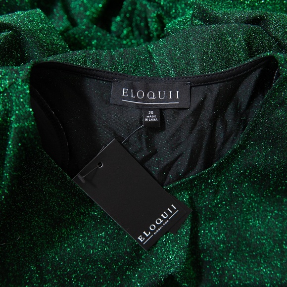 Eloquii Lurex Shimmer Dress in Green - Picture 8 of 10